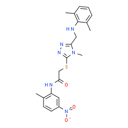 ChemSpider 2D Image | 2-[(5-{[(2,6-Dimethylphenyl)amino]methyl}-4-methyl-4H-1,2,4-triazol-3-yl)sulfanyl]-N-(2-methyl-5-nitrophenyl)acetamide | C21H24N6O3S