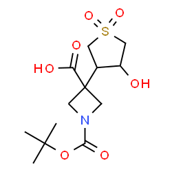 ChemSpider 2D Image | 3-(4-Hydroxy-1,1-dioxidotetrahydro-3-thiophenyl)-1-{[(2-methyl-2-propanyl)oxy]carbonyl}-3-azetidinecarboxylic acid | C13H21NO7S