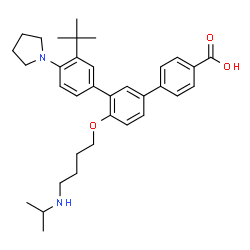 ChemSpider 2D Image | 4'-[4-(Isopropylamino)butoxy]-3''-(2-methyl-2-propanyl)-4''-(1-pyrrolidinyl)-1,1':3',1''-terphenyl-4-carboxylic acid | C34H44N2O3