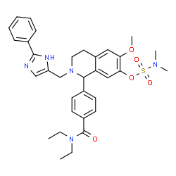 ChemSpider 2D Image | 1-[4-(Diethylcarbamoyl)phenyl]-6-methoxy-2-[(2-phenyl-1H-imidazol-5-yl)methyl]-1,2,3,4-tetrahydro-7-isoquinolinyl dimethylsulfamate | C33H39N5O5S