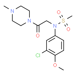 ChemSpider 2D Image | N-(3-Chloro-4-methoxyphenyl)-N-[2-(4-methyl-1-piperazinyl)-2-oxoethyl]methanesulfonamide | C15H22ClN3O4S