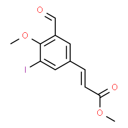 ChemSpider 2D Image | Methyl (2E)-3-(3-formyl-5-iodo-4-methoxyphenyl)acrylate | C12H11IO4