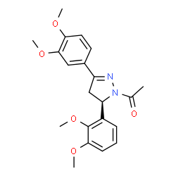 ChemSpider 2D Image | 1-[(5R)-5-(2,3-Dimethoxyphenyl)-3-(3,4-dimethoxyphenyl)-4,5-dihydro-1H-pyrazol-1-yl]ethanone | C21H24N2O5