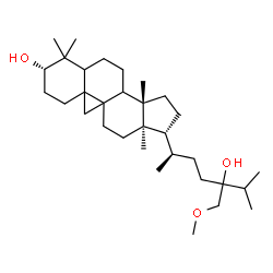ChemSpider 2D Image | (3beta,5xi,8xi,9xi,10xi)-24-(Methoxymethyl)-9,19-cyclolanostane-3,24-diol | C32H56O3