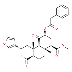 ChemSpider 2D Image | Methyl (2S,4aR,6aR,7R,9S,10aS,10bR)-2-(3-furyl)-6a,10b-dimethyl-4,10-dioxo-9-(2-phenylacetoxy)dodecahydro-2H-benzo[f]isochromene-7-carboxylate | C29H32O8