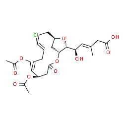 ChemSpider 2D Image | (3E,5R)-5-[(1R,5R,13R,15R)-5-Acetoxy-6-(acetoxymethyl)-10-chloro-3-oxo-2,14-dioxabicyclo[11.2.1]hexadeca-6,9-dien-15-yl]-5-hydroxy-3-methyl-3-pentenoic acid | C25H33ClO10