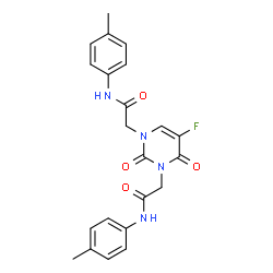 ChemSpider 2D Image | 2-[5-fluoro-2,6-dioxo-3-[2-oxo-2-(p-tolylamino)ethyl]pyrimidin-1-yl]-N-(p-tolyl)acetamide | C22H21FN4O4