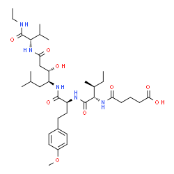 ChemSpider 2D Image | 5-({(5S,9S,10S,13S,16S,17S)-9-Hydroxy-10-isobutyl-5-isopropyl-13-[2-(4-methoxyphenyl)ethyl]-17-methyl-4,7,12,15-tetraoxo-3,6,11,14-tetraazanonadecan-16-yl}amino)-5-oxopentanoic acid | C37H61N5O9