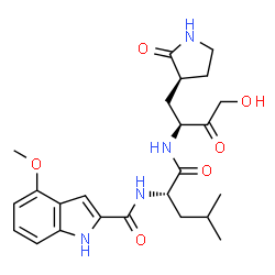 ChemSpider 2D Image | N-[(2S)-1-({(2S)-4-Hydroxy-3-oxo-1-[(3S)-2-oxo-3-pyrrolidinyl]-2-butanyl}amino)-4-methyl-1-oxo-2-pentanyl]-4-methoxy-1H-indole-2-carboxamide | C24H32N4O6