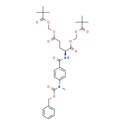 ChemSpider 2D Image | Bis{[(2,2-dimethylpropanoyl)oxy]methyl} N-(4-{[(benzyloxy)carbonyl](methyl)amino}benzoyl)-L-glutamate | C33H42N2O11