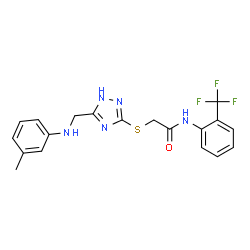 ChemSpider 2D Image | 2-[(3-{[(3-Methylphenyl)amino]methyl}-1H-1,2,4-triazol-5-yl)sulfanyl]-N-[2-(trifluoromethyl)phenyl]acetamide | C19H18F3N5OS