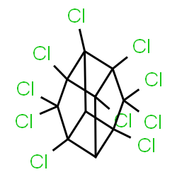 ChemSpider 2D Image | 1,2,4,5,5,6,7,9,10,10-Decachloropentacyclo[5.3.0.0~2,6~.0~3,9~.0~4,8~]decane | C10H2Cl10