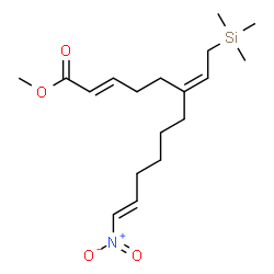 ChemSpider 2D Image | Methyl (2E,6Z,11E)-12-nitro-6-[2-(trimethylsilyl)ethylidene]-2,11-dodecadienoate | C18H31NO4Si