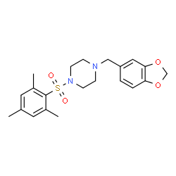 ChemSpider 2D Image | 1-(1,3-Benzodioxol-5-ylmethyl)-4-(mesitylsulfonyl)piperazine | C21H26N2O4S