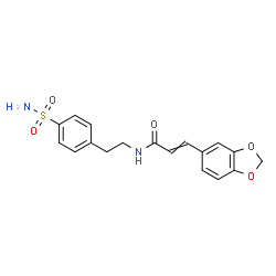 ChemSpider 2D Image | 3-(1,3-Benzodioxol-5-yl)-N-[2-(4-sulfamoylphenyl)ethyl]acrylamide | C18H18N2O5S