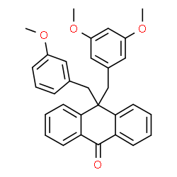 ChemSpider 2D Image | 10-(3,5-Dimethoxybenzyl)-10-(3-methoxybenzyl)-9(10H)-anthracenone | C31H28O4