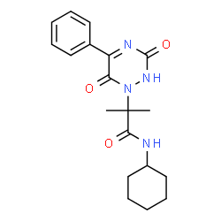 ChemSpider 2D Image | N-Cyclohexyl-2-(3,6-dioxo-5-phenyl-3,6-dihydro-1,2,4-triazin-1(2H)-yl)-2-methylpropanamide | C19H24N4O3