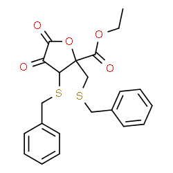 ChemSpider 2D Image | Ethyl 3-(benzylsulfanyl)-2-[(benzylsulfanyl)methyl]-4,5-dioxotetrahydro-2-furancarboxylate | C22H22O5S2