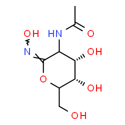 ChemSpider 2D Image | N-[(2E,4S,5S)-4,5-Dihydroxy-2-(hydroxyimino)-6-(hydroxymethyl)tetrahydro-2H-pyran-3-yl]acetamide (non-preferred name) | C8H14N2O6