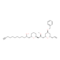 ChemSpider 2D Image | (2S)-1-[(2S,6S)-6-{(2R)-3-[(2R,4S,6S)-6-Allyl-4-(benzyloxy)tetrahydro-2H-pyran-2-yl]-2-methoxypropyl}tetrahydro-2H-pyran-2-yl]-11-dodecyn-2-ol | C36H56O5