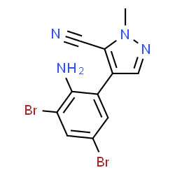 ChemSpider 2D Image | 4-(2-Amino-3,5-dibromophenyl)-1-methyl-1H-pyrazole-5-carbonitrile | C11H8Br2N4
