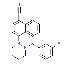 ChemSpider 2D Image | 4-[2-(3,5-Difluorobenzyl)tetrahydro-1(2H)-pyridazinyl]-1-naphthonitrile | C22H19F2N3