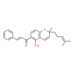 ChemSpider 2D Image | (2E)-1-[5-Hydroxy-2-methyl-2-(4-methyl-3-penten-1-yl)-2H-chromen-6-yl]-3-phenyl-2-propen-1-one | C25H26O3