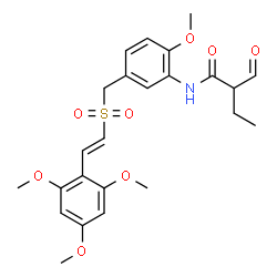 ChemSpider 2D Image | 2-Formyl-N-[2-methoxy-5-({[(E)-2-(2,4,6-trimethoxyphenyl)vinyl]sulfonyl}methyl)phenyl]butanamide | C24H29NO8S