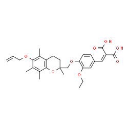 ChemSpider 2D Image | (4-{[6-(Allyloxy)-2,5,7,8-tetramethyl-3,4-dihydro-2H-chromen-2-yl]methoxy}-3-ethoxybenzylidene)malonic acid | C29H34O8