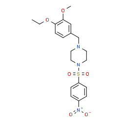 ChemSpider 2D Image | 1-(4-Ethoxy-3-methoxybenzyl)-4-[(4-nitrophenyl)sulfonyl]piperazine | C20H25N3O6S