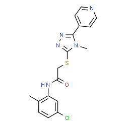 ChemSpider 2D Image | N-(5-Chloro-2-methylphenyl)-2-{[4-methyl-5-(4-pyridinyl)-4H-1,2,4-triazol-3-yl]sulfanyl}acetamide | C17H16ClN5OS