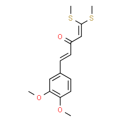 ChemSpider 2D Image | (4E)-5-(3,4-Dimethoxyphenyl)-1,1-bis(methylsulfanyl)-1,4-pentadien-3-one | C15H18O3S2