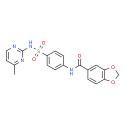 ChemSpider 2D Image | N-{4-[(4-Methyl-2-pyrimidinyl)sulfamoyl]phenyl}-1,3-benzodioxole-5-carboxamide | C19H16N4O5S