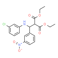 ChemSpider 2D Image | Diethyl {[(3-chlorophenyl)amino](3-nitrophenyl)methyl}malonate | C20H21ClN2O6