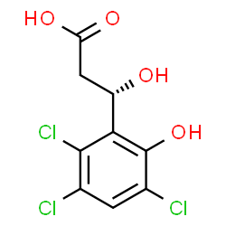 ChemSpider 2D Image | (3S)-3-Hydroxy-3-(2,3,5-trichloro-6-hydroxyphenyl)propanoic acid | C9H7Cl3O4