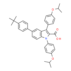 ChemSpider 2D Image | 1,3-Bis(4-isopropoxyphenyl)-5-[4-(2-methyl-2-propanyl)phenyl]-1H-indole-2-carboxylic acid | C37H39NO4