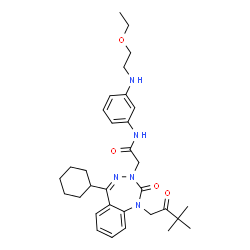 ChemSpider 2D Image | 2-[5-Cyclohexyl-1-(3,3-dimethyl-2-oxobutyl)-2-oxo-1,2-dihydro-3H-1,3,4-benzotriazepin-3-yl]-N-{3-[(2-ethoxyethyl)amino]phenyl}acetamide | C32H43N5O4