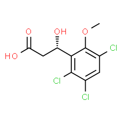 ChemSpider 2D Image | (3S)-3-Hydroxy-3-(2,3,5-trichloro-6-methoxyphenyl)propanoic acid | C10H9Cl3O4