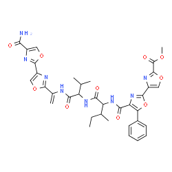 ChemSpider 2D Image | N-{[2'-(Methoxycarbonyl)-5-phenyl-2,4'-bi-1,3-oxazol-4-yl]carbonyl}isoleucyl-N-[1-(4-carbamoyl-2,4'-bi-1,3-oxazol-2'-yl)vinyl]valinamide | C35H36N8O10