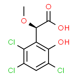 ChemSpider 2D Image | (2R)-Methoxy(2,3,5-trichloro-6-hydroxyphenyl)acetic acid | C9H7Cl3O4