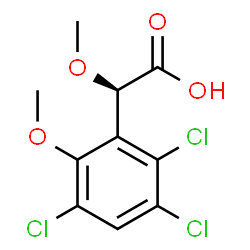 ChemSpider 2D Image | (2R)-Methoxy(2,3,5-trichloro-6-methoxyphenyl)acetic acid | C10H9Cl3O4