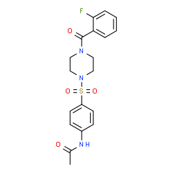 ChemSpider 2D Image | N-(4-{[4-(2-Fluorobenzoyl)-1-piperazinyl]sulfonyl}phenyl)acetamide | C19H20FN3O4S