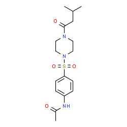 ChemSpider 2D Image | N-(4-{[4-(3-Methylbutanoyl)-1-piperazinyl]sulfonyl}phenyl)acetamide | C17H25N3O4S