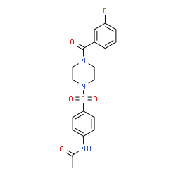 ChemSpider 2D Image | N-(4-{[4-(3-Fluorobenzoyl)-1-piperazinyl]sulfonyl}phenyl)acetamide | C19H20FN3O4S