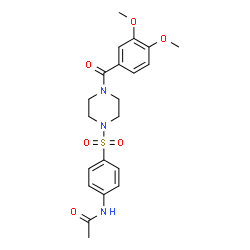 ChemSpider 2D Image | N-(4-{[4-(3,4-Dimethoxybenzoyl)-1-piperazinyl]sulfonyl}phenyl)acetamide | C21H25N3O6S