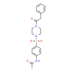 ChemSpider 2D Image | N-(4-{[4-(Phenylacetyl)-1-piperazinyl]sulfonyl}phenyl)acetamide | C20H23N3O4S