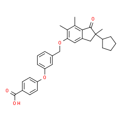 ChemSpider 2D Image | 4-(3-{[(2-Cyclopentyl-2,6,7-trimethyl-1-oxo-2,3-dihydro-1H-inden-5-yl)oxy]methyl}phenoxy)benzoic acid | C31H32O5