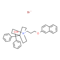 ChemSpider 2D Image | 4-[Hydroxy(diphenyl)methyl]-1-[3-(2-naphthyloxy)propyl]-1-azoniabicyclo[2.2.2]octane bromide | C33H36BrNO2
