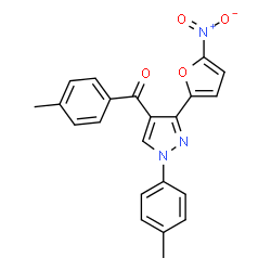 ChemSpider 2D Image | (4-Methylphenyl)[1-(4-methylphenyl)-3-(5-nitro-2-furyl)-1H-pyrazol-4-yl]methanone | C22H17N3O4