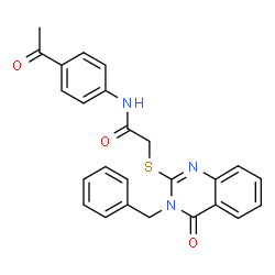 ChemSpider 2D Image | N-(4-Acetylphenyl)-2-[(3-benzyl-4-oxo-3,4-dihydro-2-quinazolinyl)sulfanyl]acetamide | C25H21N3O3S